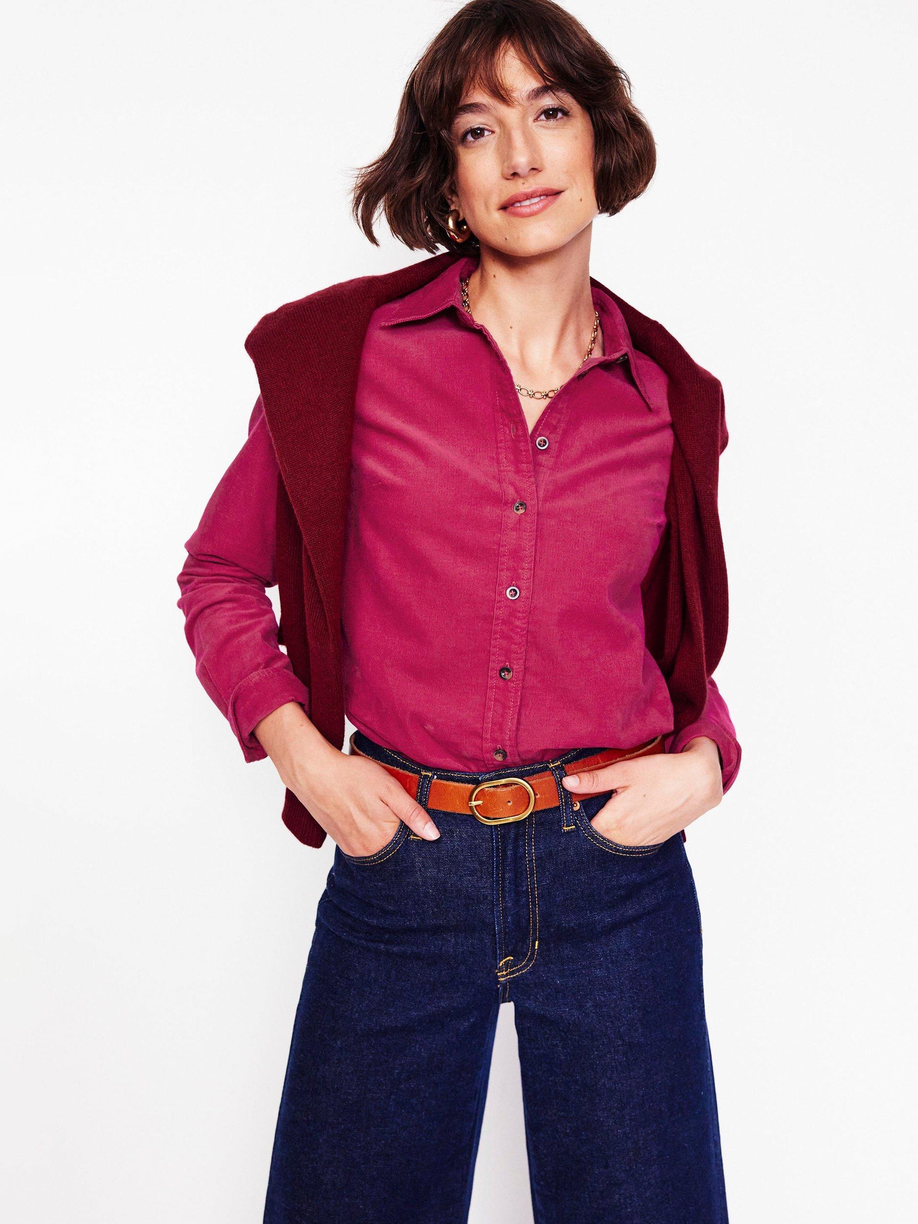 Boden Sienna Corduroy Shirt, Cherry Jam