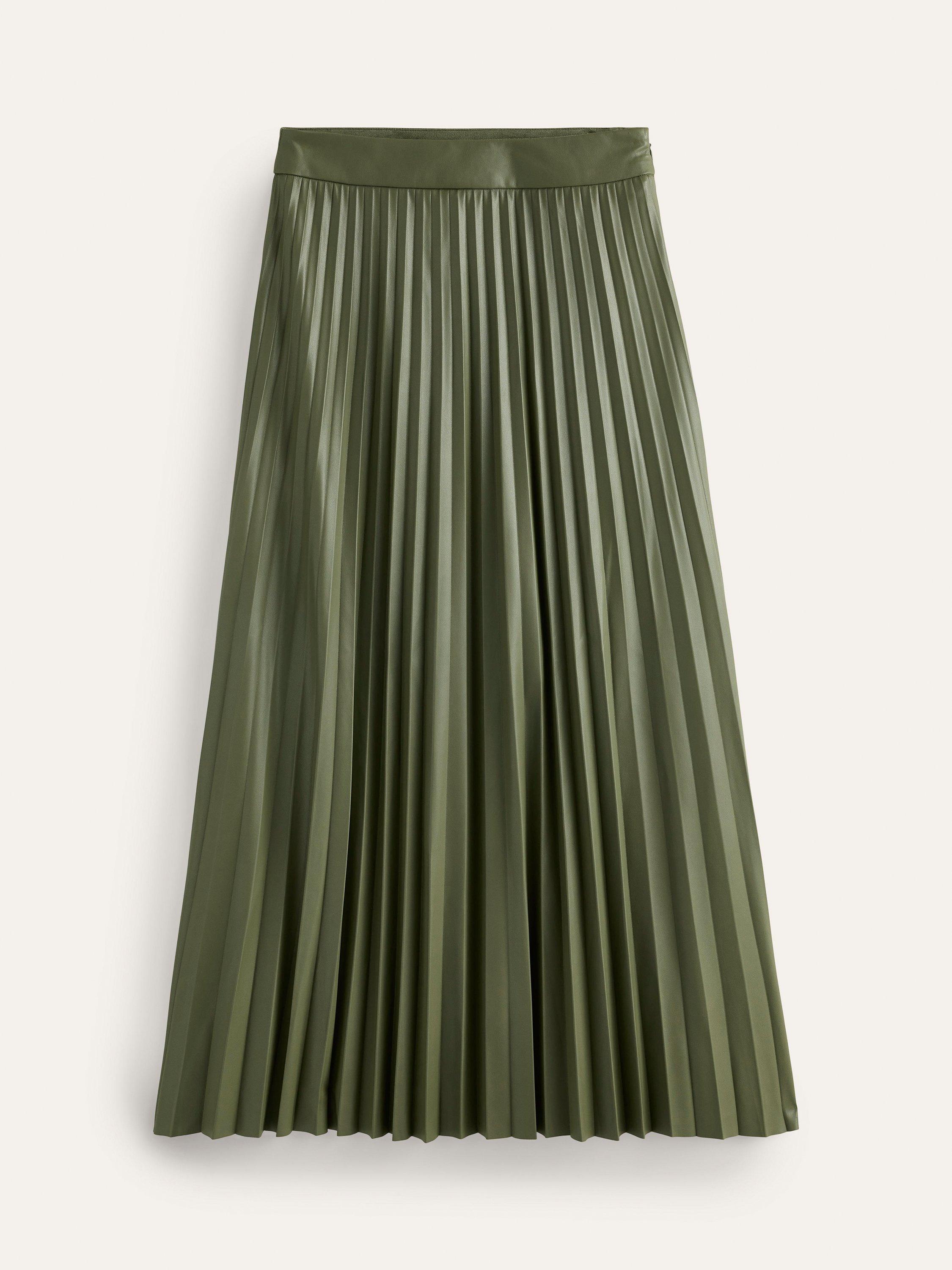 Boden Camilla Faux Leather Pleated Maxi Skirt Classic Khaki