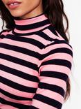 Boden Anna Stripe Rib Roll Neck Top, Spring Blossom/ Navy