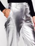 Boden Faux Leather Tapered Trousers, Silver