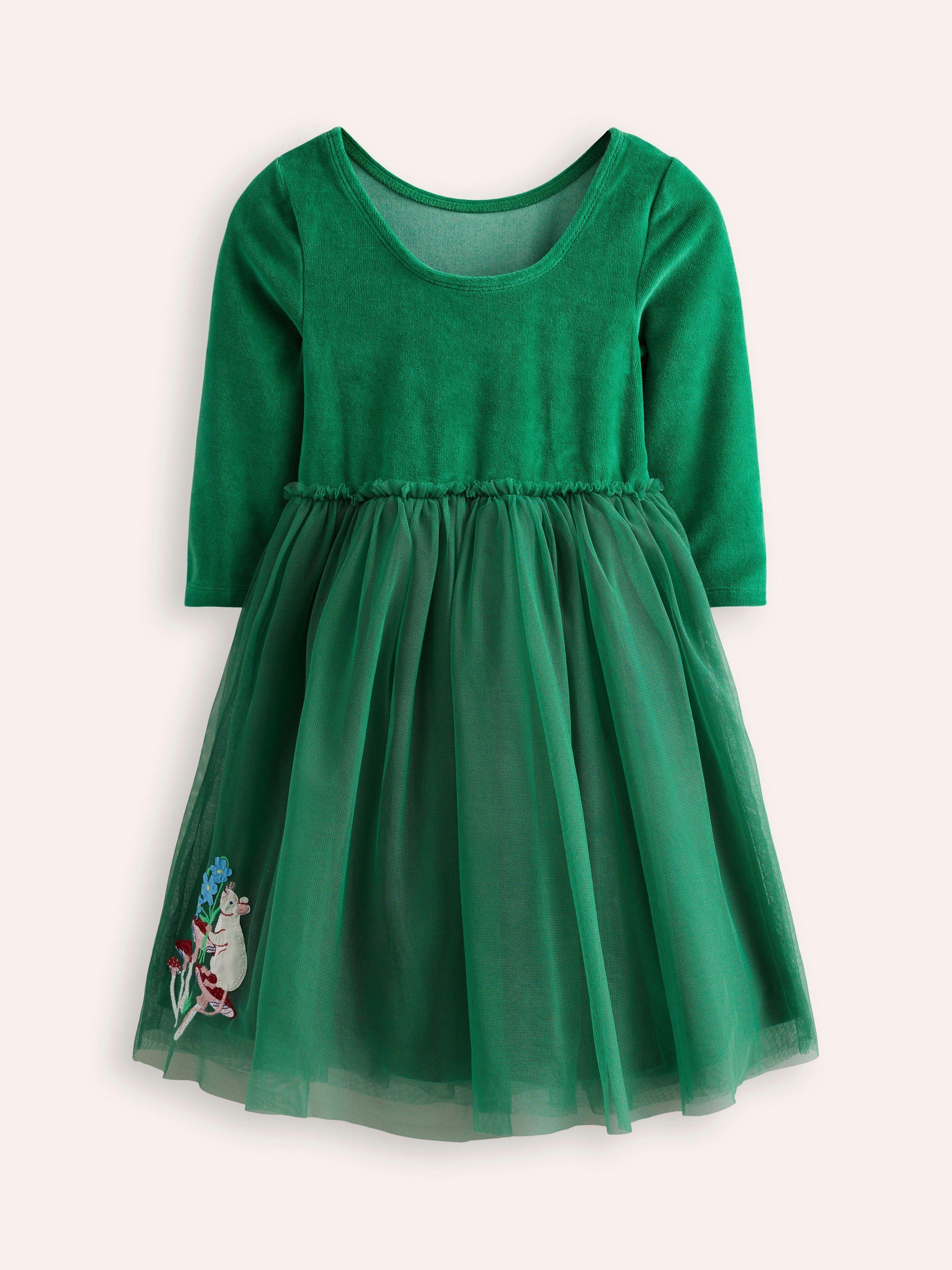 Mini Boden Kids Velvet Tulle Applique Woodland Animals Dress