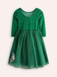 Mini Boden Kids' Velvet Tulle Appliqué Woodland Animals Dress