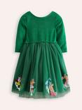 Mini Boden Kids' Velvet Tulle Appliqué Woodland Animals Dress