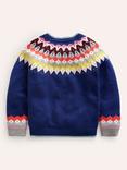 Mini Boden Kids' Eleanor Fair Isle Jumper, Sapphire Blue