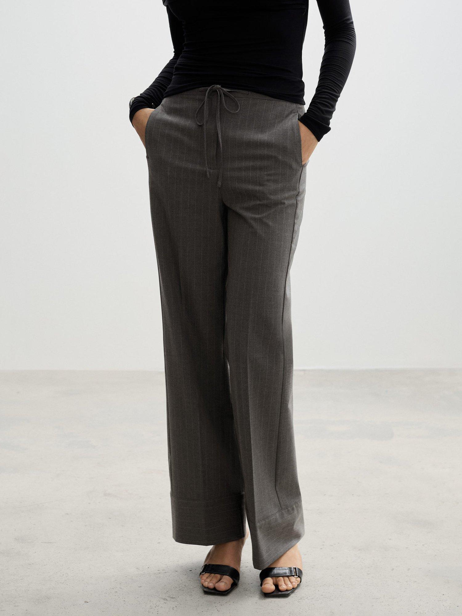 Mango Fiocco Pinstripe Trousers, Grey