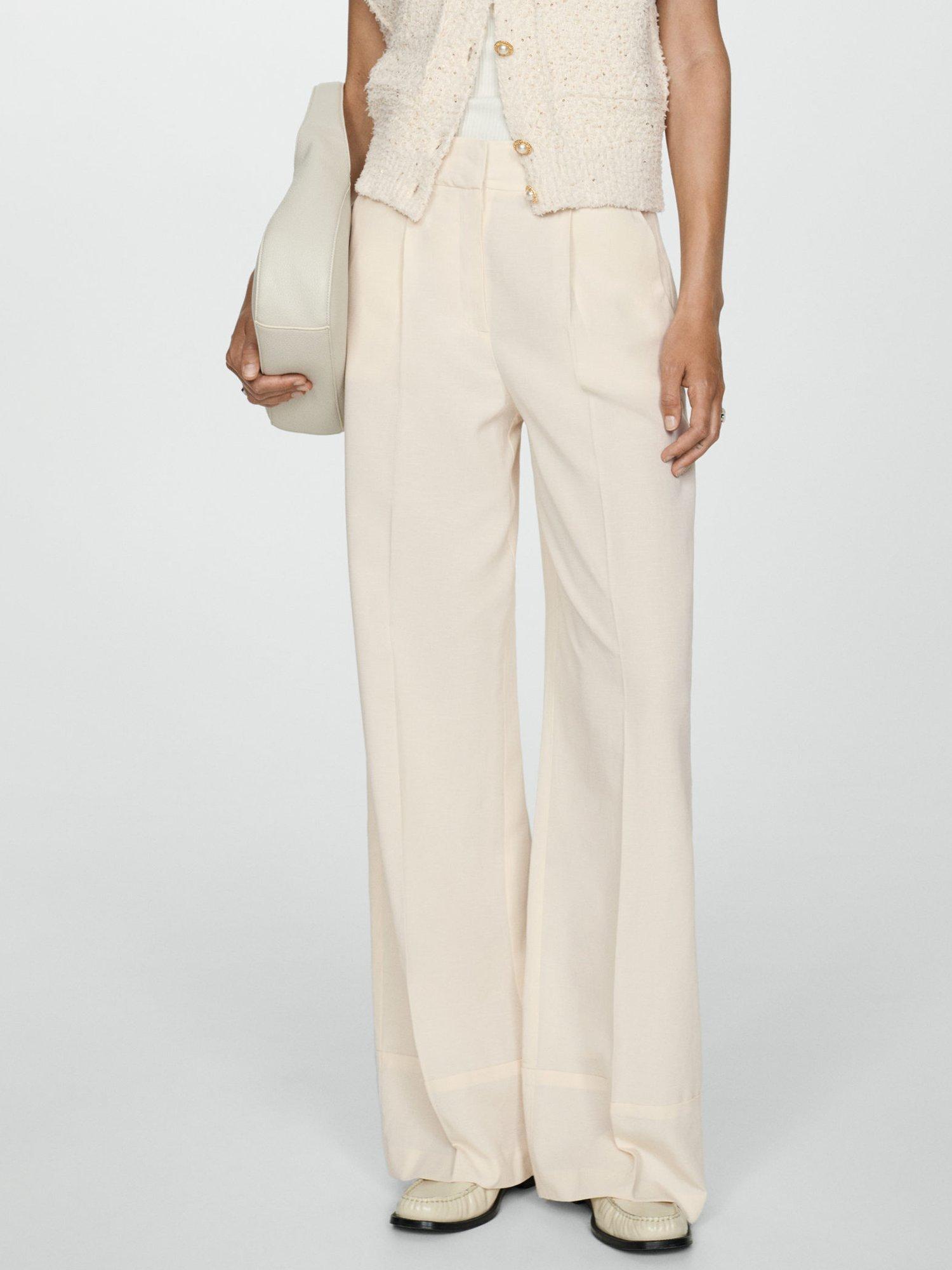 Mango white wide leg trousers hotsell