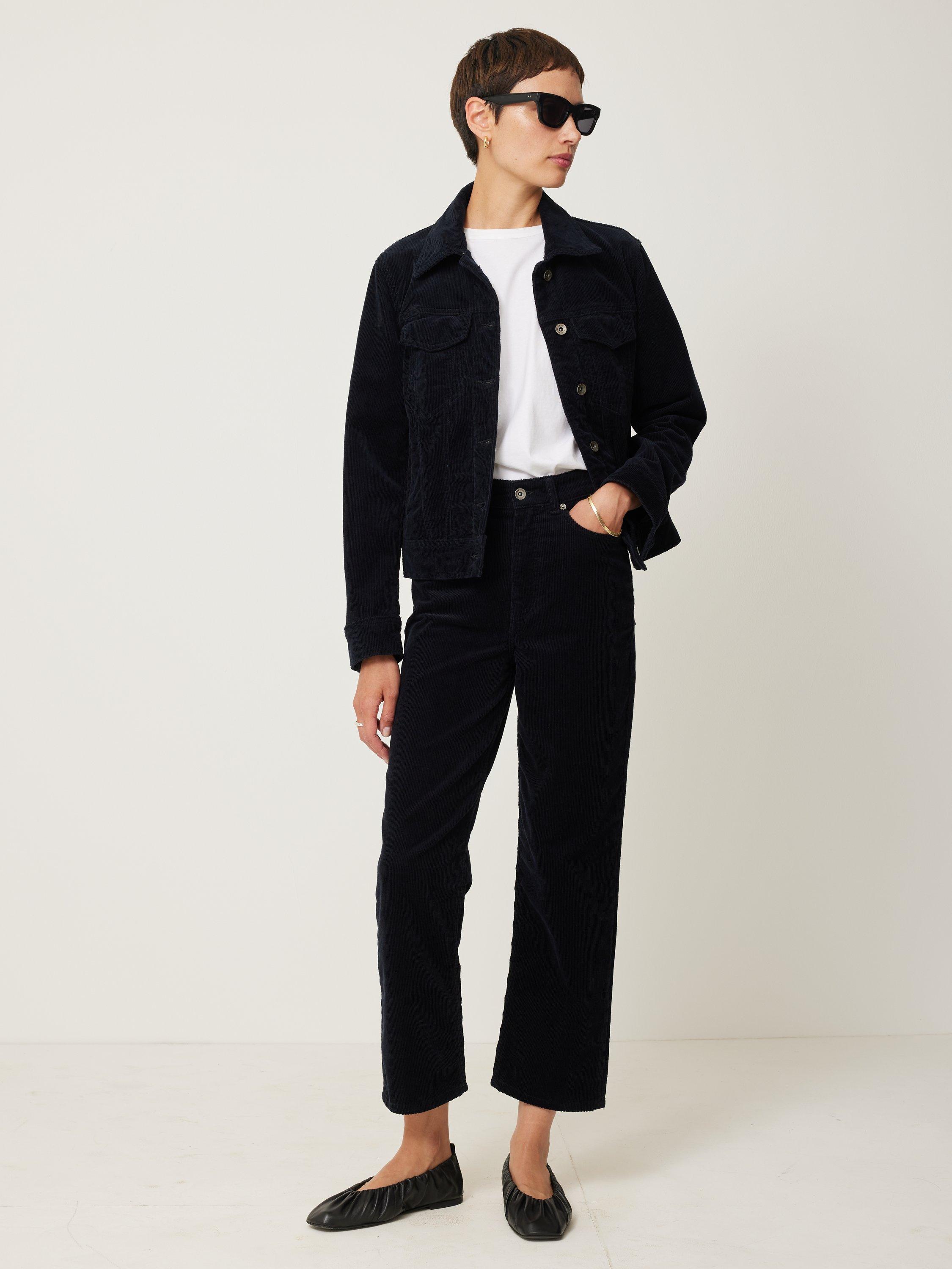 Product image 3 of 5, which shows Jigsaw Delmont Corduroy Tapered Jeans, Navy, 32
