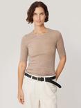 Jigsaw Pure Merino Wool Half Sleeve Knit Top, Stone