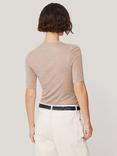 Jigsaw Pure Merino Wool Half Sleeve Knit Top, Stone