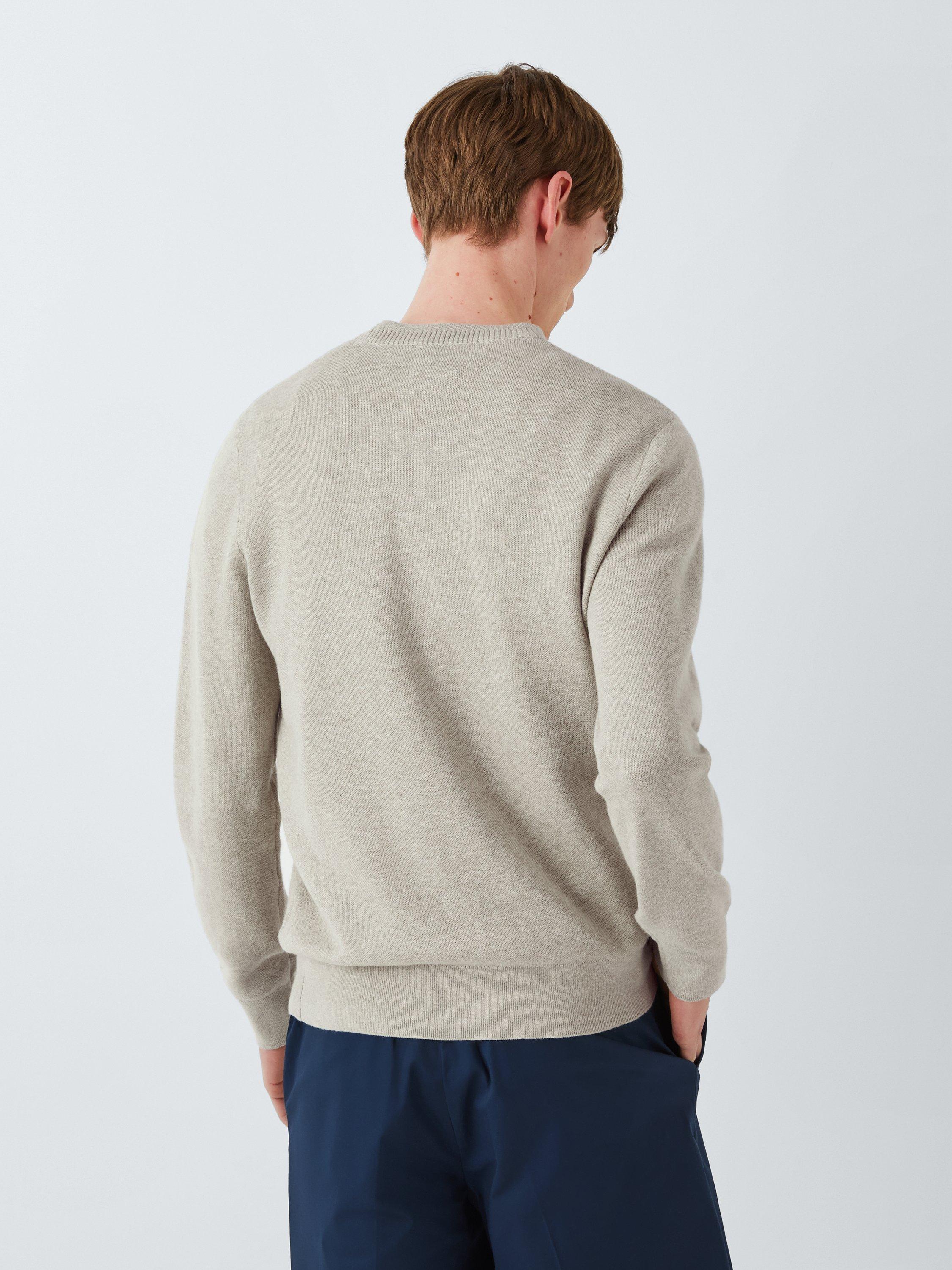 Product image 2 of 6, which shows Kin Bird's Eye Cotton Knit Crew Neck Jumper, Smoke Melange, S