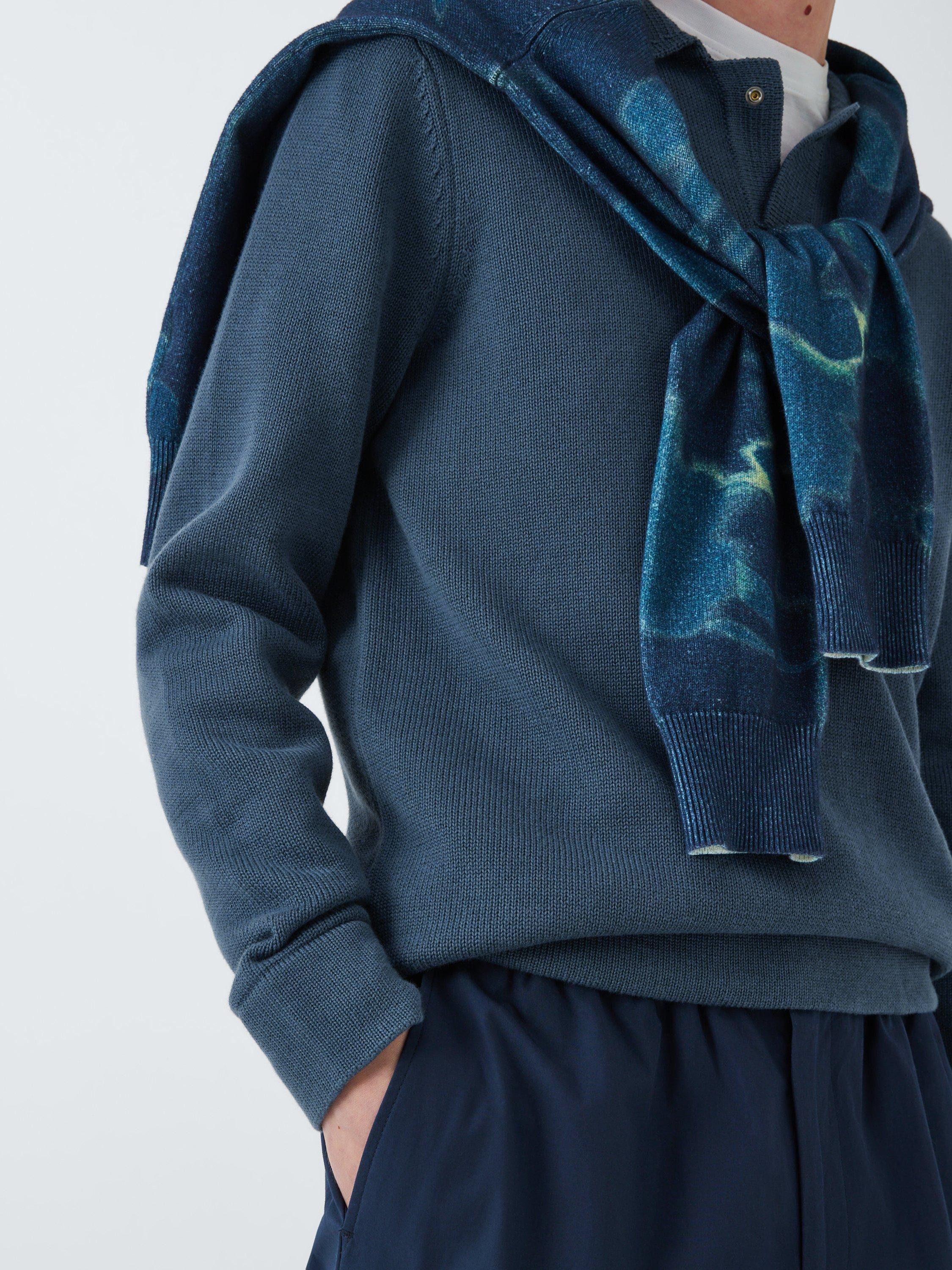 Product image 6 of 6, which shows Kin Polo Neck Cotton Knit Jumper, Orion Blue, M