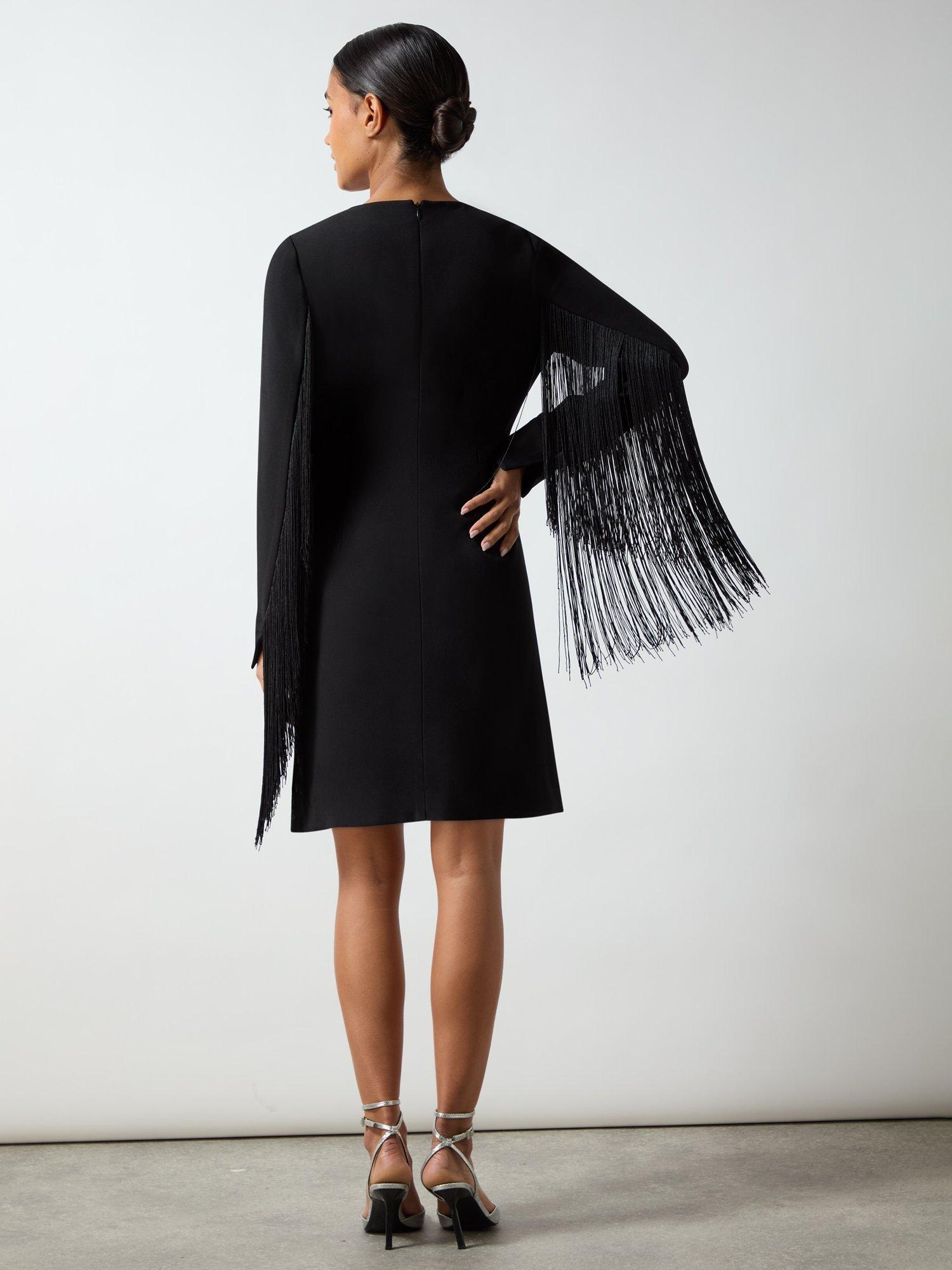 Product image 4 of 5, which shows Ro&Zo Fringe Sleeve Dress, Black, 6