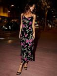 Ro&Zo Matilda Floral Velvet Burnout Maxi Dress, Black/Multi, Black/Multi