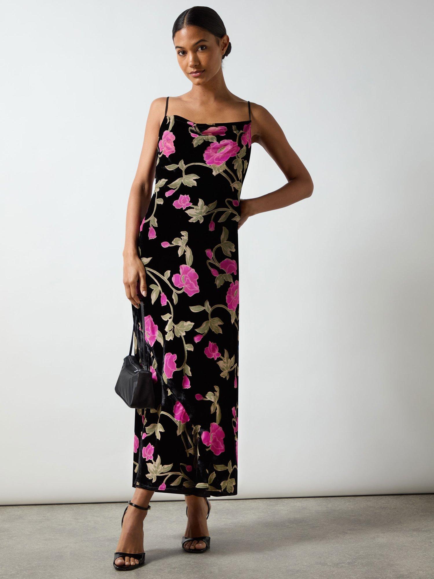 Product image 5 of 7, which shows Ro&Zo Matilda Floral Velvet Burnout Maxi Dress, Black/Multi, 16