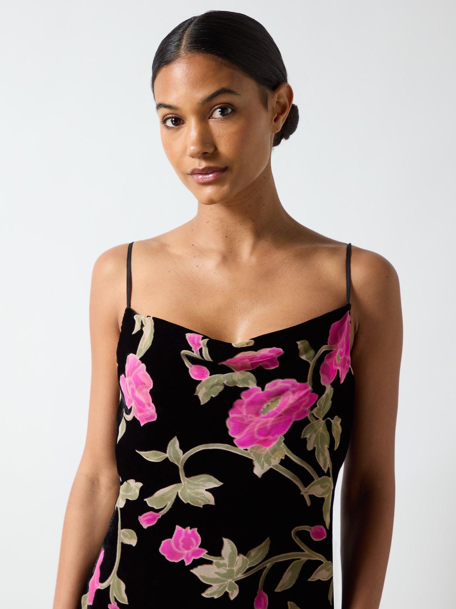 Product image 6 of 7, which shows Ro&Zo Matilda Floral Velvet Burnout Maxi Dress, Black/Multi, 16
