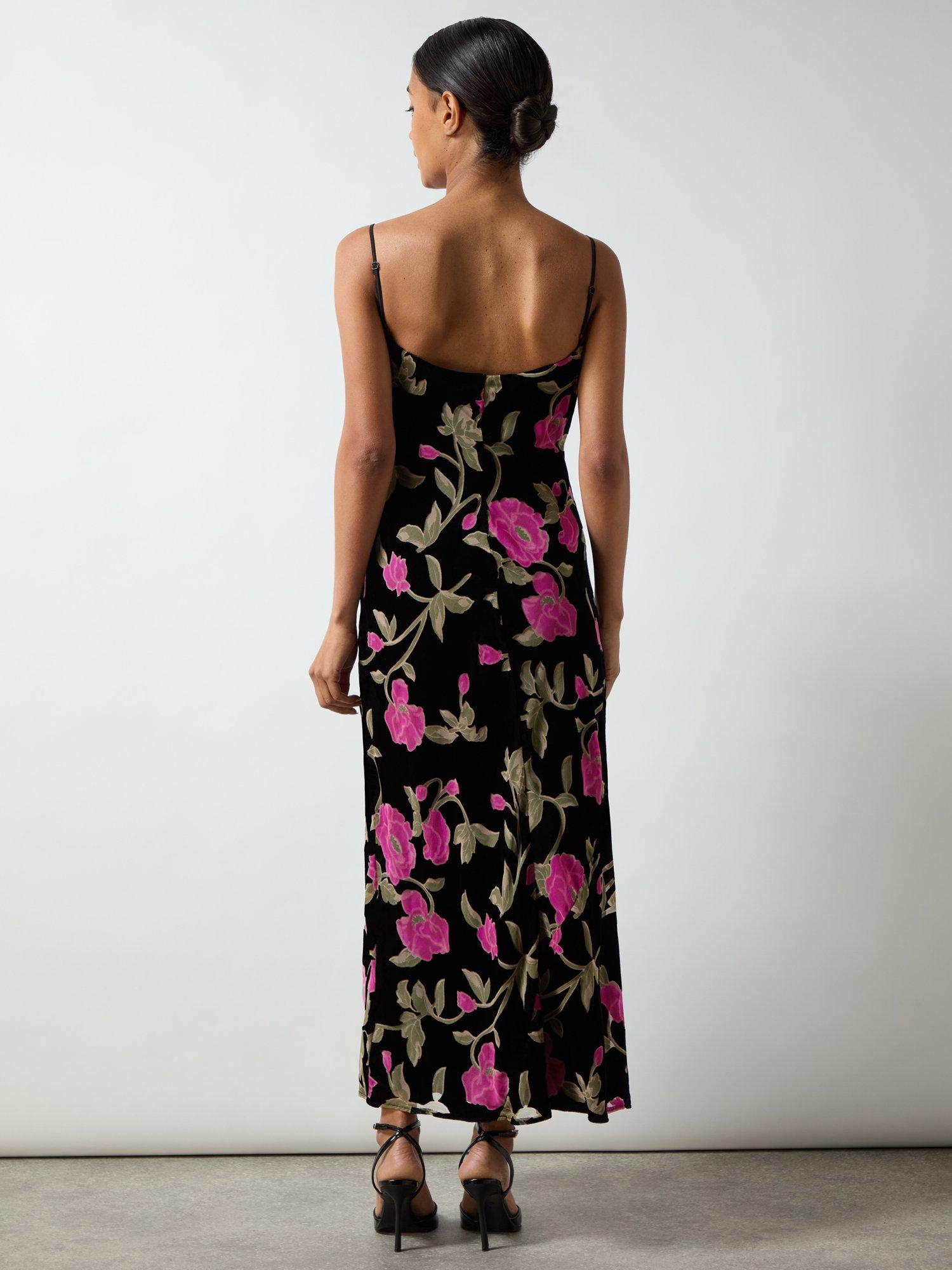 Product image 7 of 7, which shows Ro&Zo Matilda Floral Velvet Burnout Maxi Dress, Black/Multi, 16