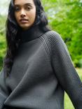 Ro&Zo Ribbed High Neck Jumper, Charcoal