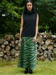 Ro&Zo Zebra Print Bias Cut Maxi Skirt, Green/Black