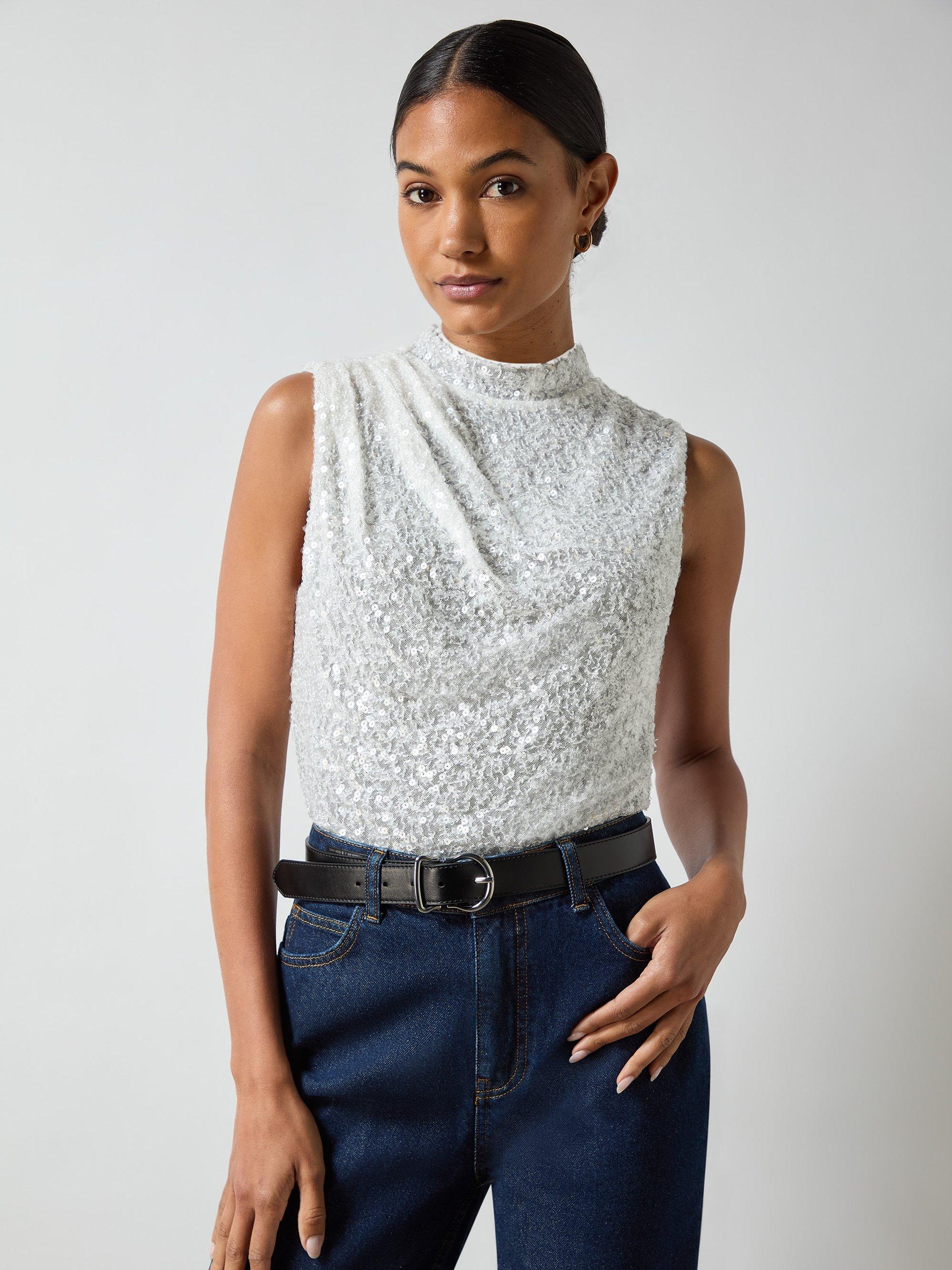 Off white sequin top sales