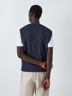 John Lewis ANYDAY Patchwork Cotton Blend Knit V-Neck Vest - view 2, Parisian Nights