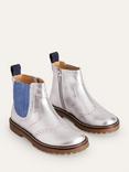 Mini Boden Metallic Leather Chelsea Boots, Silver