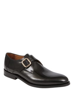 Jones Bootmaker Aidan Leather Monk Shoes, Black - view 2, Black