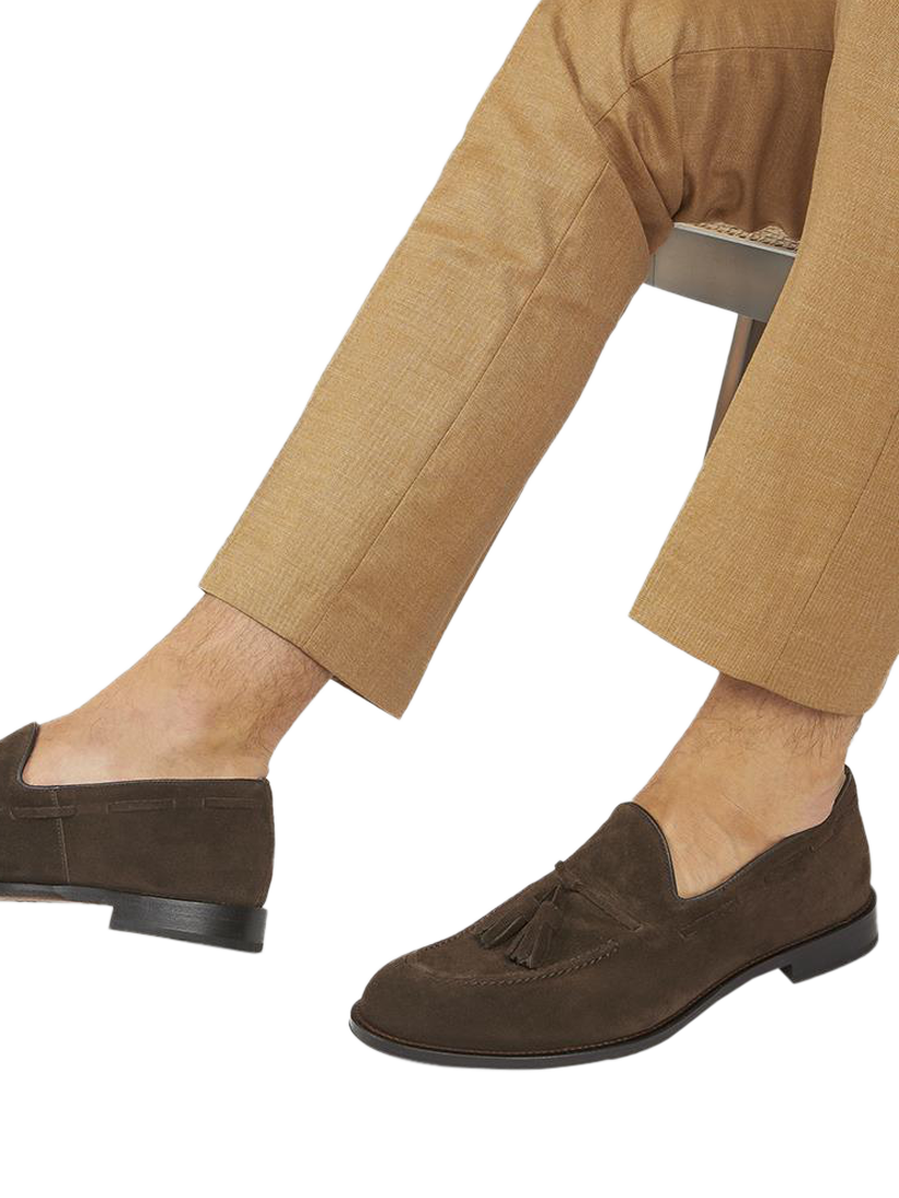 Product image 3 of 6, which shows Jones Bootmaker Cannon Street Suede Loafers, Dark Brown, 6