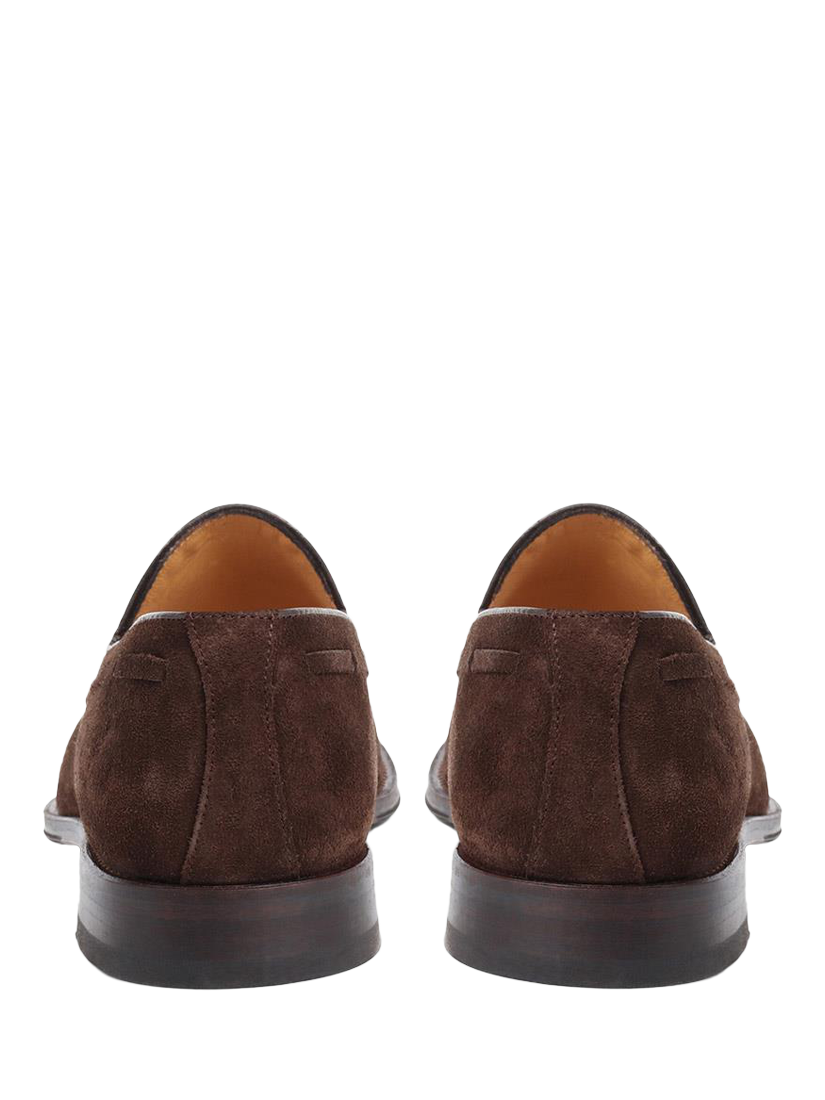 Product image 2 of 6, which shows Jones Bootmaker Cannon Street Suede Loafers, Dark Brown, 6