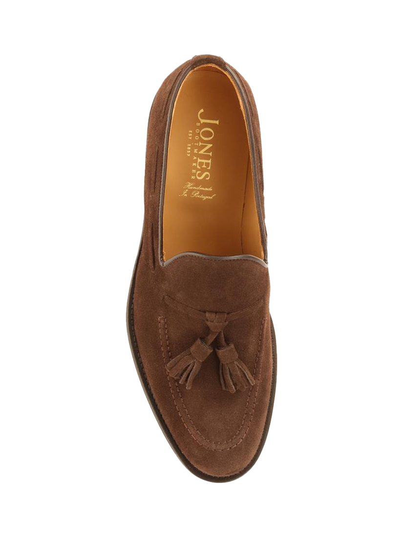 Product image 5 of 6, which shows Jones Bootmaker Cannon Street Suede Loafers, Dark Brown, 6