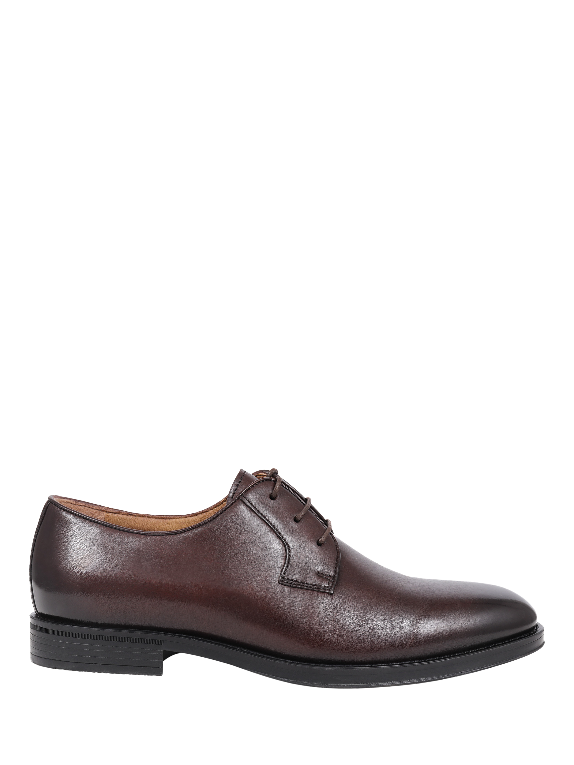 Product image 1 of 5, which shows Jones Bootmaker Manchester Wide Fit Leather Lace-Up Derby Shoes, Dark Brown, 6