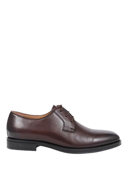 Jones Bootmaker Manchester Wide Fit Leather Lace-Up Derby Shoes, Dark Brown