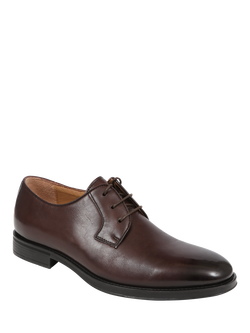 Jones Bootmaker Manchester Wide Fit Leather Lace-Up Derby Shoes - view 2, Dark Brown