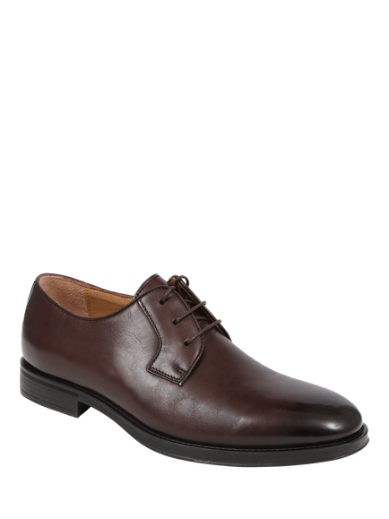 Jones Bootmaker Manchester Wide Fit Leather Lace-Up Derby Shoes - view 2, Dark Brown