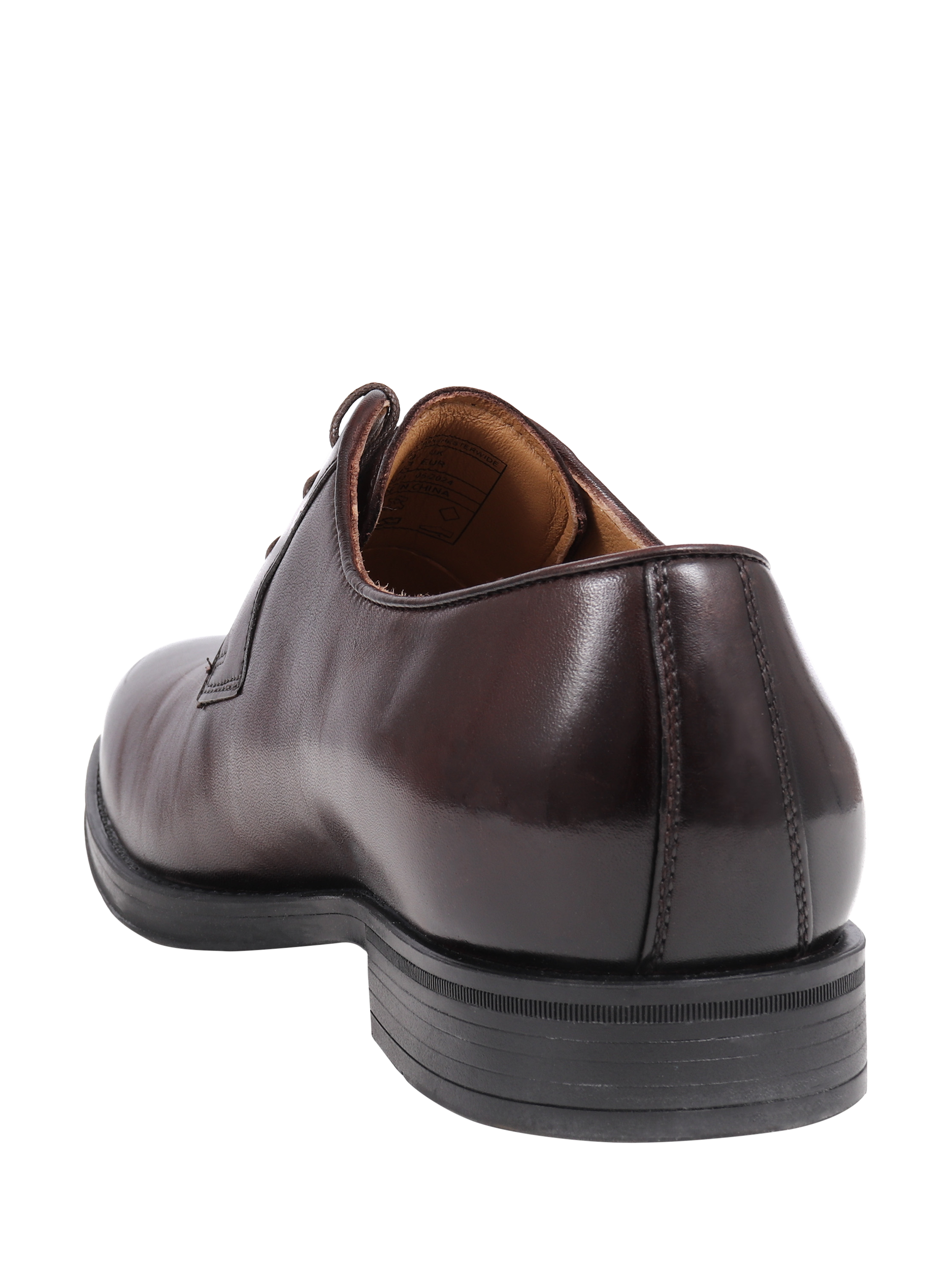 Product image 3 of 5, which shows Jones Bootmaker Manchester Wide Fit Leather Lace-Up Derby Shoes, Dark Brown, 6