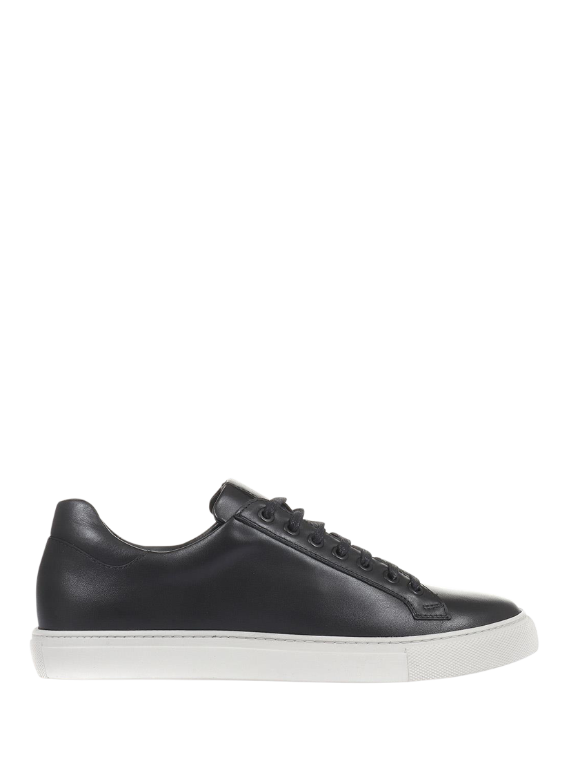Product image 1 of 6, which shows Jones Bootmaker Simon Leather Lace-Up Trainers, Black Leather, 6
