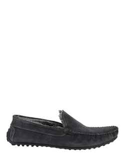 Jones Bootmaker Zain Suede Faux Fur Lined Slippers, Charcoal