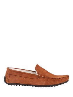 Jones Bootmaker Zain Suede Faux Fur Lined Slippers, Chestnut