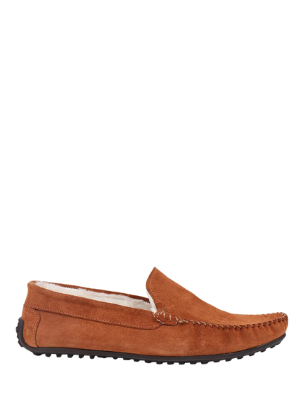 Jones Bootmaker Zain Suede Faux Fur Lined Slippers, Chestnut