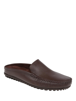 Jones Bootmaker Zethan Leather Slippers - view 2, Dark Brown