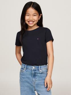 Tommy Hilfiger Kids' Cotton Short Sleeve Pyjama Tops, Pack of 2, White / Desert Sky - view 2, White / Desert Sky