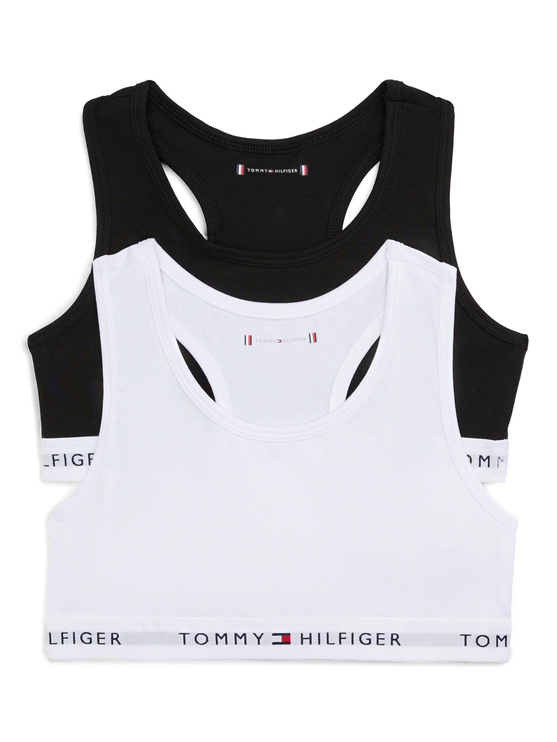 Product image 1 of 2, which shows Tommy Hilfiger Kids' Original Bralette, Pack of 2, Black/White, 10-12 years