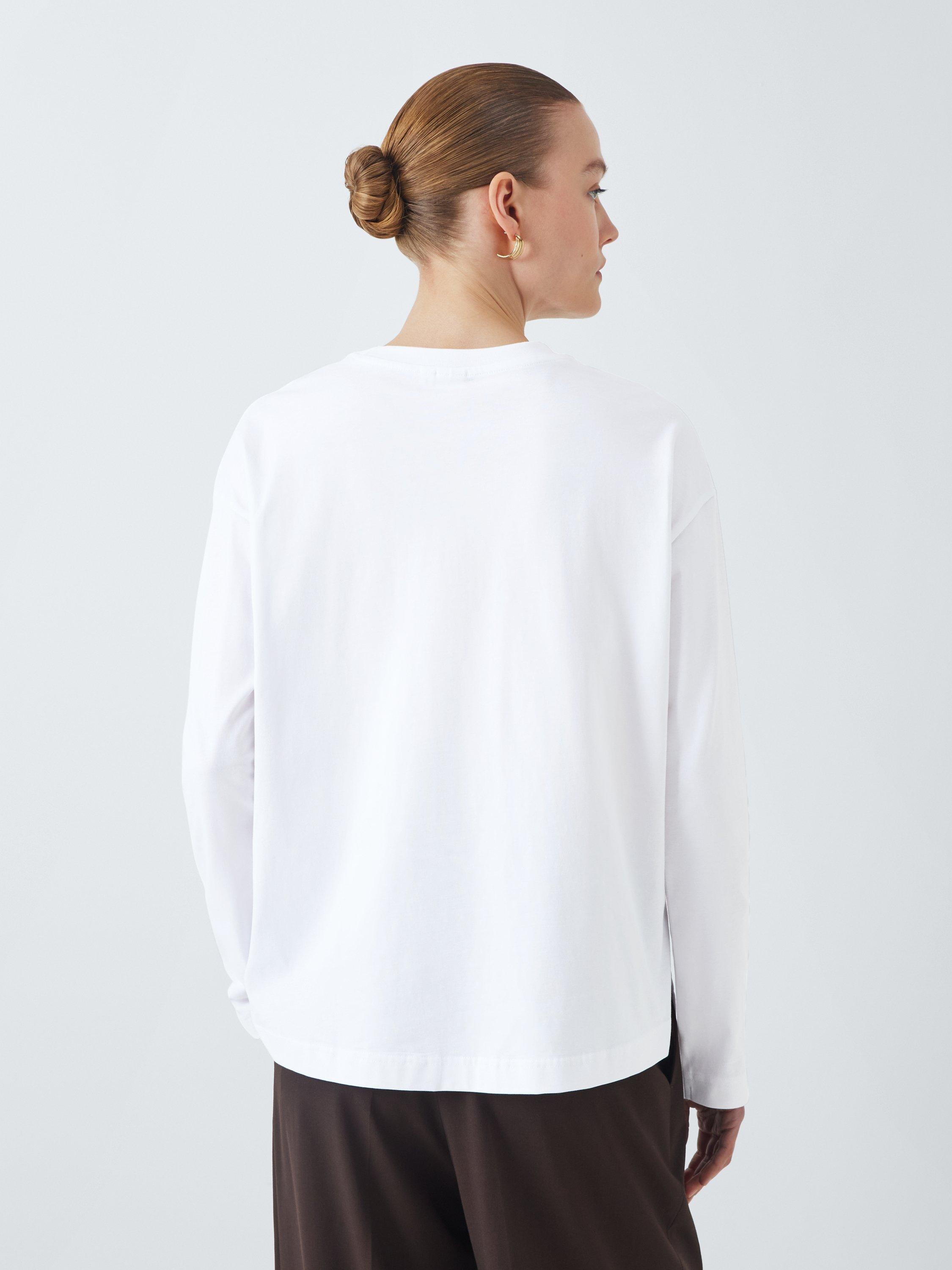 Product image 2 of 6, which shows John Lewis Oversized Fit Organic Cotton Long Sleeve Top, White, 6