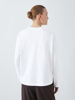 John Lewis Oversized Fit Organic Cotton Long Sleeve Top - view 2, White