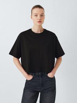 John Lewis Oversized Fit Cotton Short Sleeve T-Shirt, Black