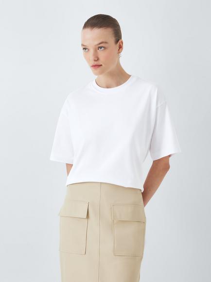 John Lewis Oversized Fit Cotton Short Sleeve T-Shirt, White