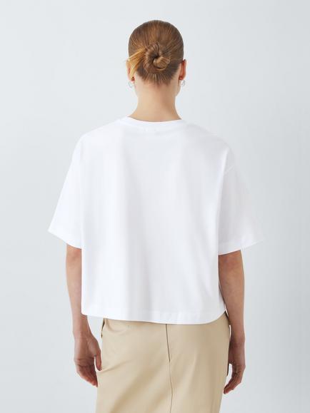John Lewis Oversized Fit Cotton Short Sleeve T-Shirt - view 2, White