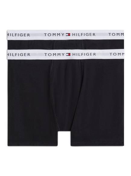 Tommy Hilfiger Kids'  Logo Waistband Boxer Briefs, Pack of 2, Black/Black - view 2, Black/Black