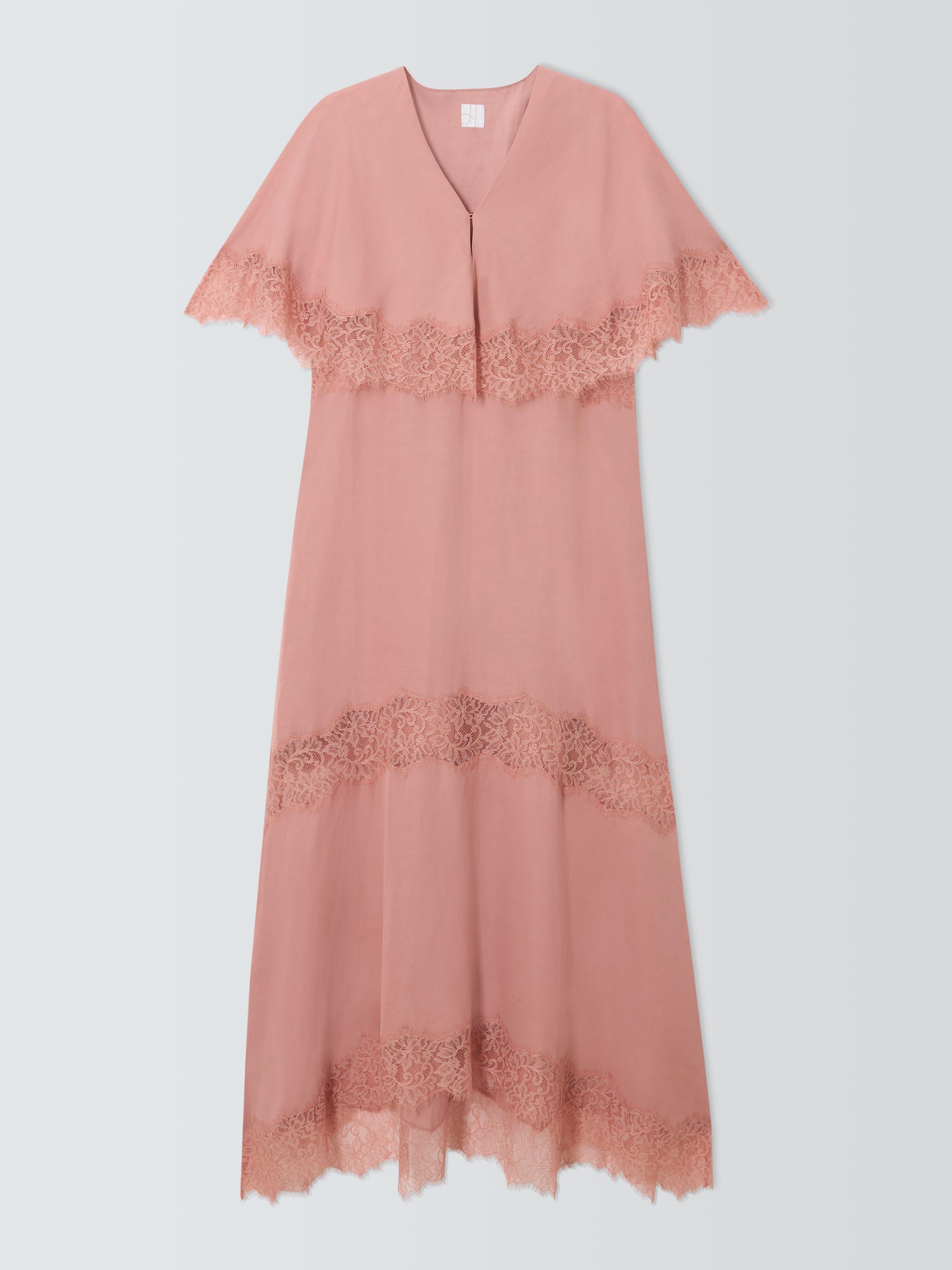 Product image 4 of 6, which shows John Lewis Lace Cape A-Line Dress, Pink, 8