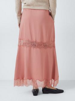 John Lewis Lace Inset A-Line Skirt, Pink - view 2, Pink