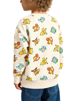 Lindex Kids' Pokemon Organic Cotton Sweatshirt, Light Beige/Multi - view 2, Light Beige/Multi
